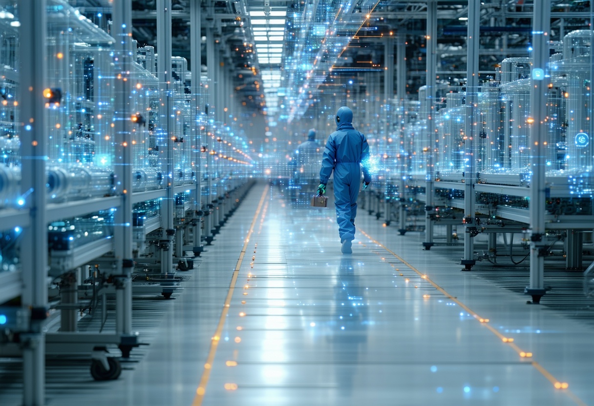 AI algorithm assisting a human auditor in a food production facility.